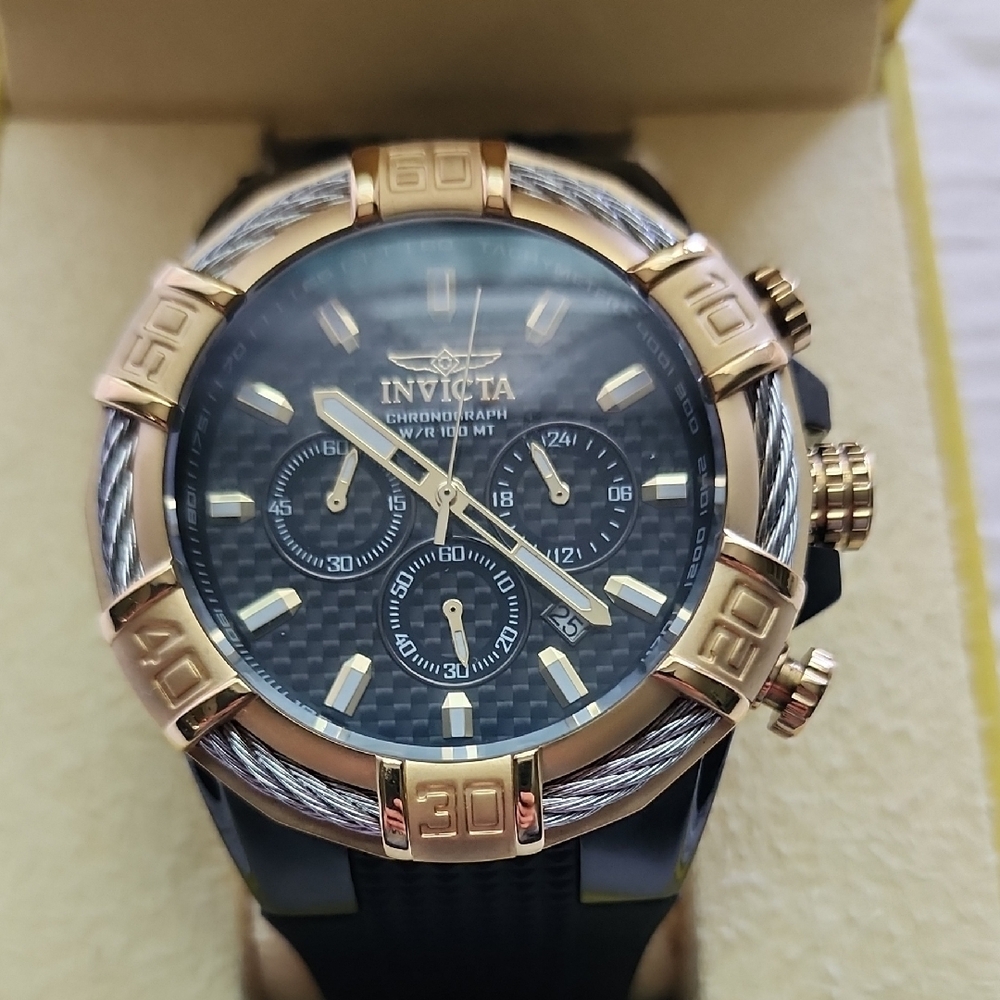 Invicta Chronograph Watch - Black and Gold
